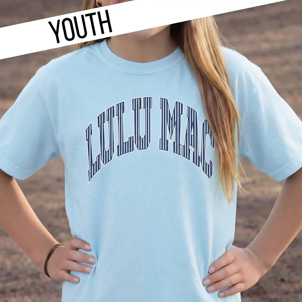 Lulu Mac Stripe Youth Comfort Colors Tee Shirt
