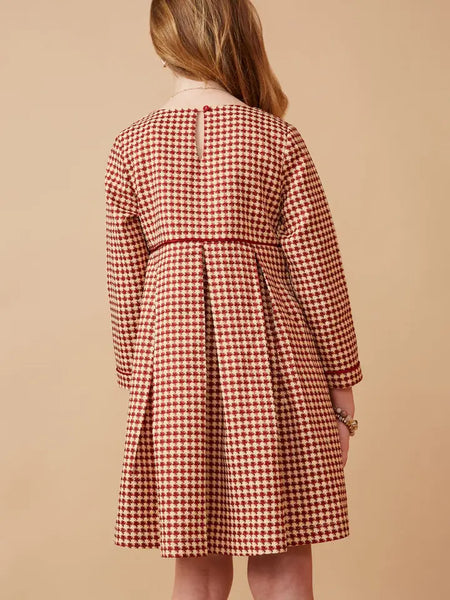 Youth Girls Houndstooth Box Pleated Dress