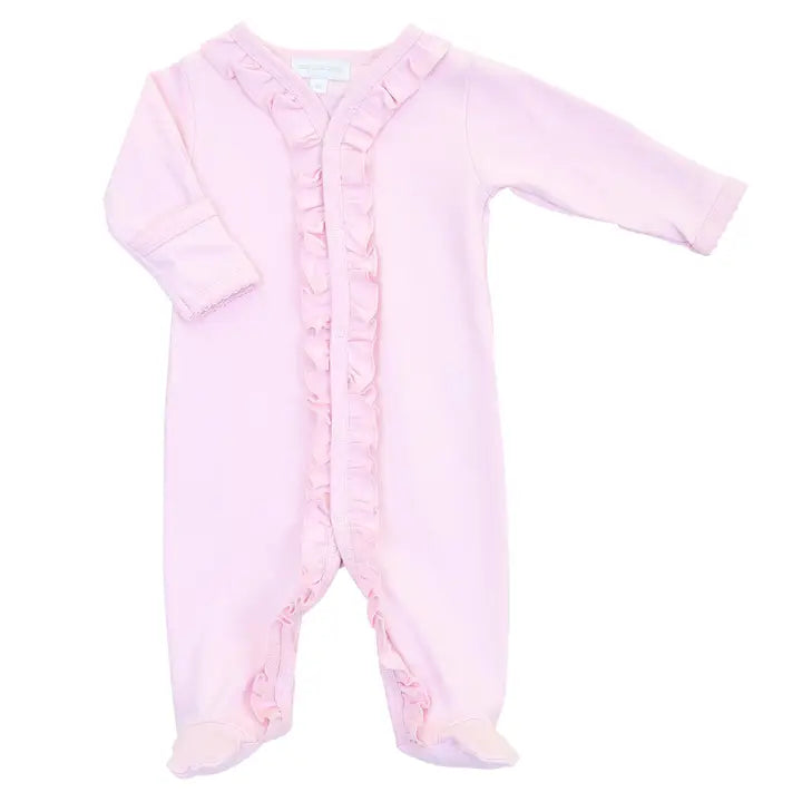 Baby Girls Essentials Solid Pink Ruffle Footie
