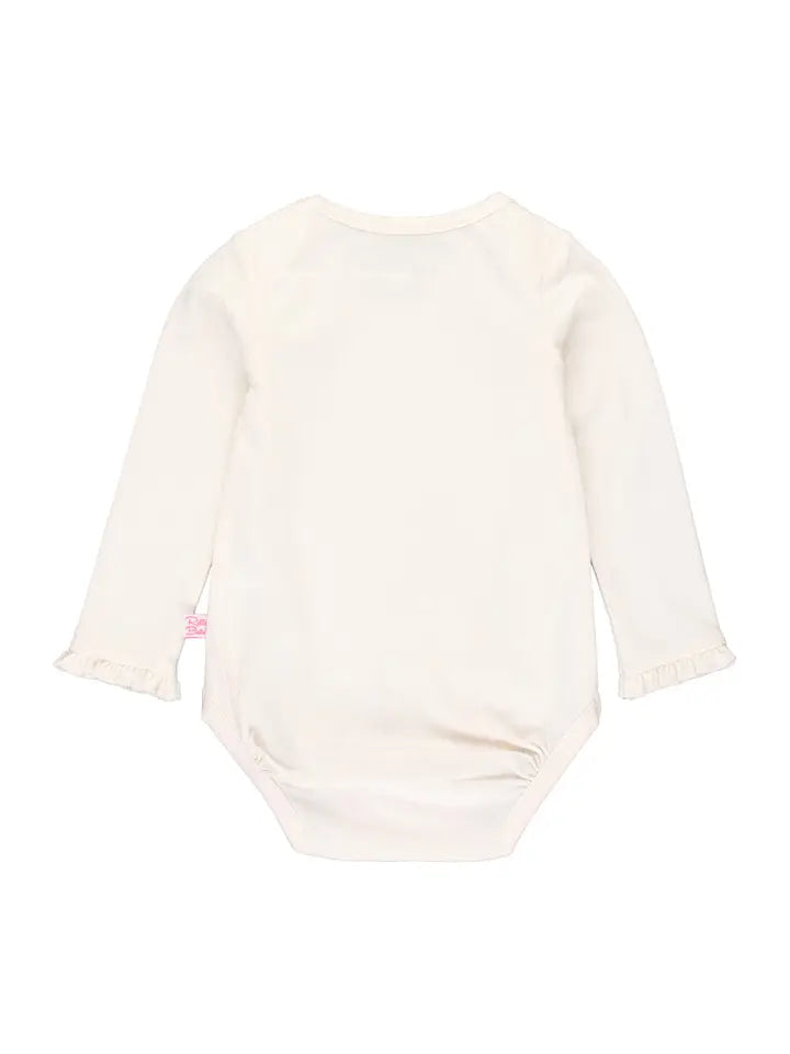 Infant Girls Ivory Knit Long Sleeve Ruffle Bodysuit