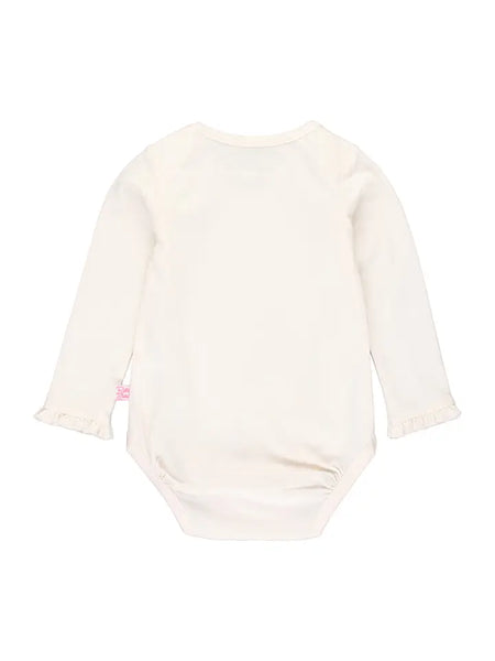Infant Girls Ivory Knit Long Sleeve Ruffle Bodysuit
