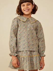 Youth Girls Wavy Twill Trimmed Peter Pan Collar Top