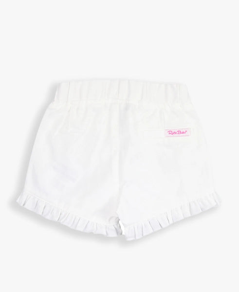 White Ruffle Trim Woven Shorts