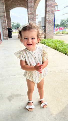 Short Sleeve Romper And Bow Set