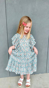 Tiered Ruffle Sleeve Flare Dress