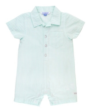 Boys Gingham Button-Up Romper