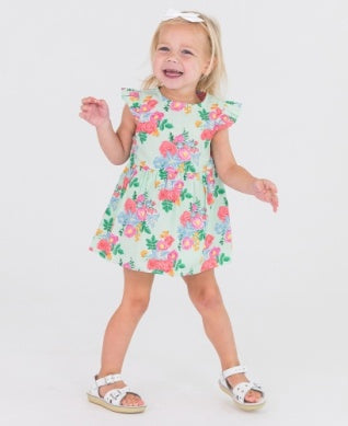 Ruffle Butts Floral Flutter Sleeve Skirted Romper