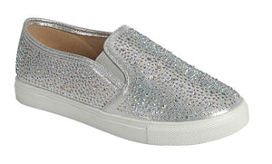 Silver Loafers with Rhinestones