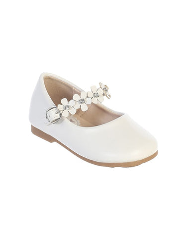 Leatherette Shoes With Flower Strap