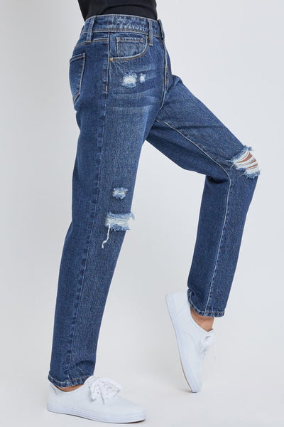Selena Four Button Straight Leg Hybrid Jean