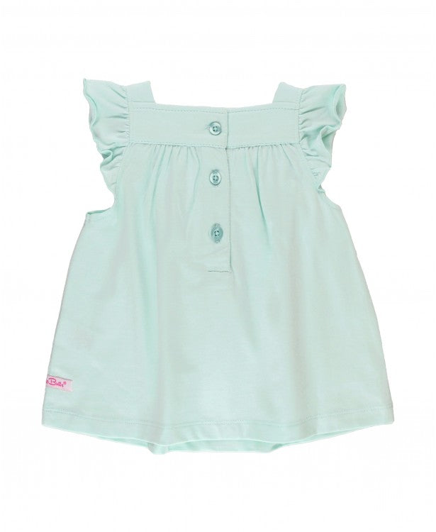 Ruffle Butts Light Aqua Square Neck Flutter Tank Knit