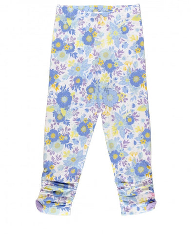 Pristine Blooms Ruched Bow Capri Leggings