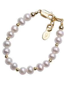 Brynn - 14K Gold Plated Pearl Baby or Children's Bracelet