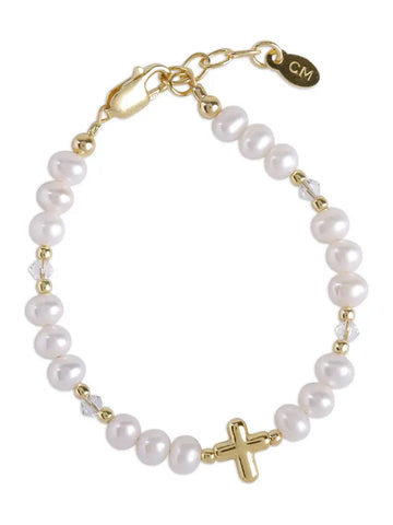 Eve - Gold Plated Cross Baby & Kids Baptism Bracelet