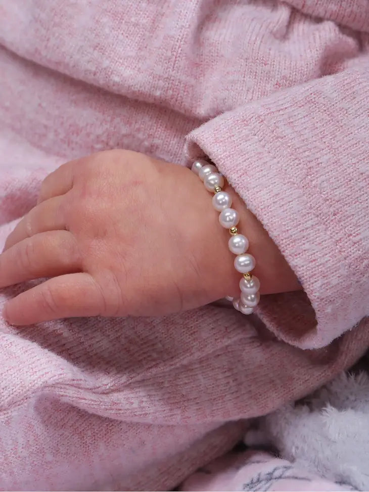 Brynn - 14K Gold Plated Pearl Baby or Children's Bracelet