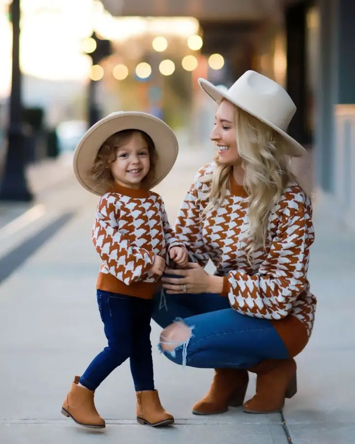 Mommy And Me Camel/White- Crawford Sweater