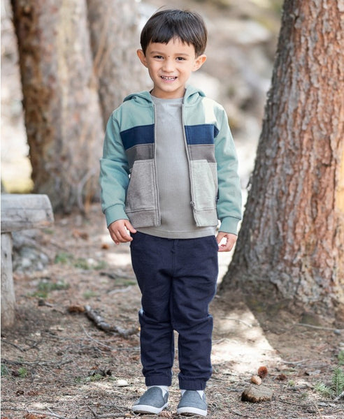 Antique Blue Color Block Hoodie