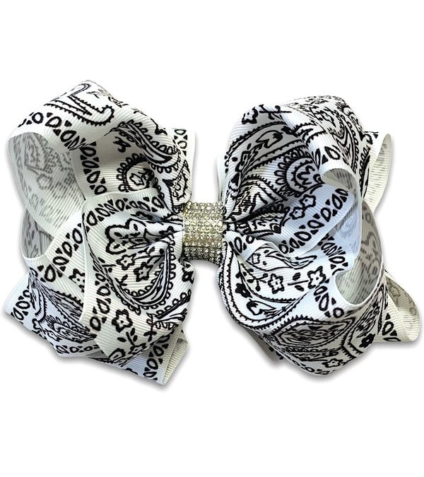 Black and White Paisley Bow