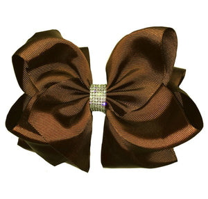 Brown Bow with Rhinestone Center