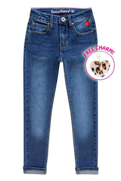 Girl's Premium Denim Jeans with Heart Emblem