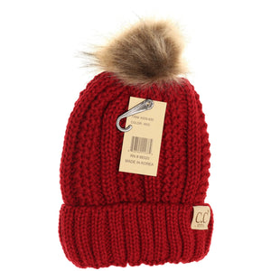 C.C. Beanie Fuzzy Lined Fur Pom (Kids)