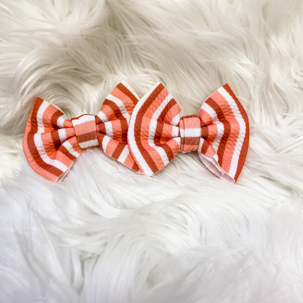 Coral Stripe Bows - OCD Blessings