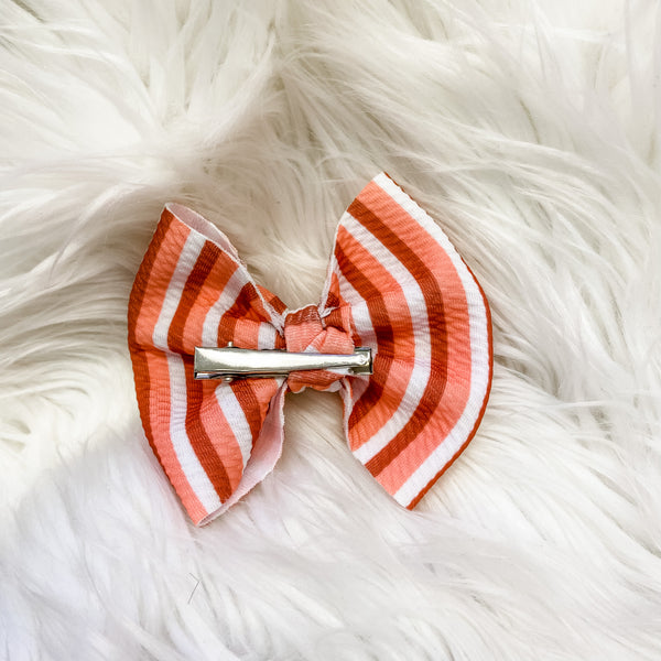 Coral Stripe Bows - OCD Blessings
