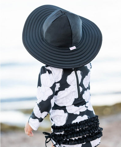 Ruffle Butts Black Swim Hat