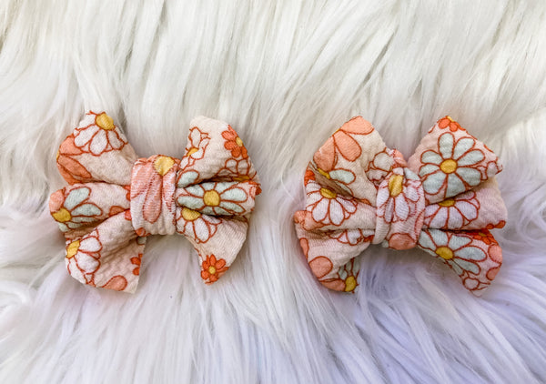 Peach Floral Bows - OCD Blessings