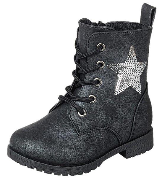 Black Combat Boots with Silver Star