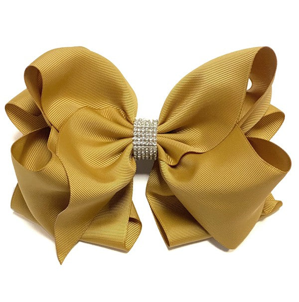 Gold Bow with Rhinestone Center