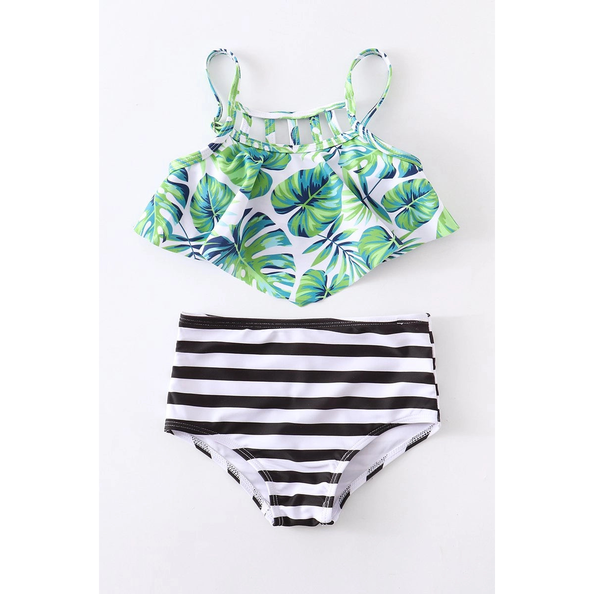 Honeydew Palm Leaf Stripe Two-Piece