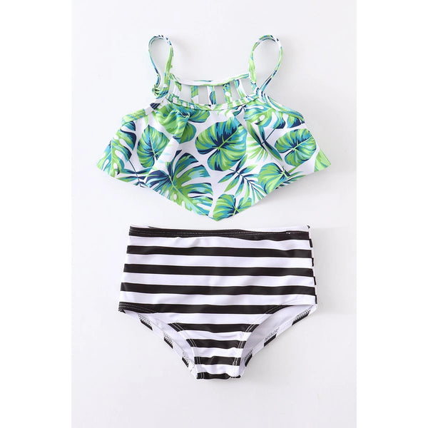 Honeydew Palm Leaf Stripe Two-Piece