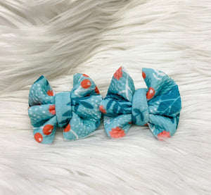 Turquoise Floral Bows - OCD Blessings