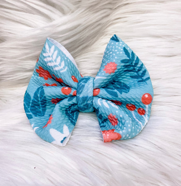 Turquoise Floral Bows - OCD Blessings