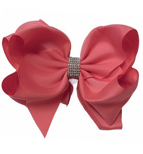 Pink Bow with Rhinestone Center