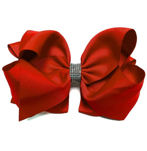 Red Bow with Rhinestone Center