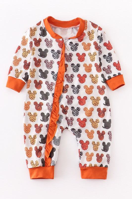 Unisex Mouse Character Zipper Baby Romper