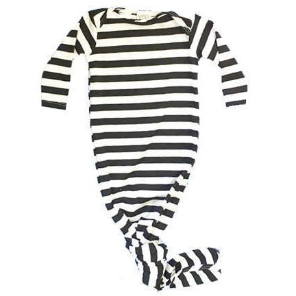 Black and White Striped Knotted Gown