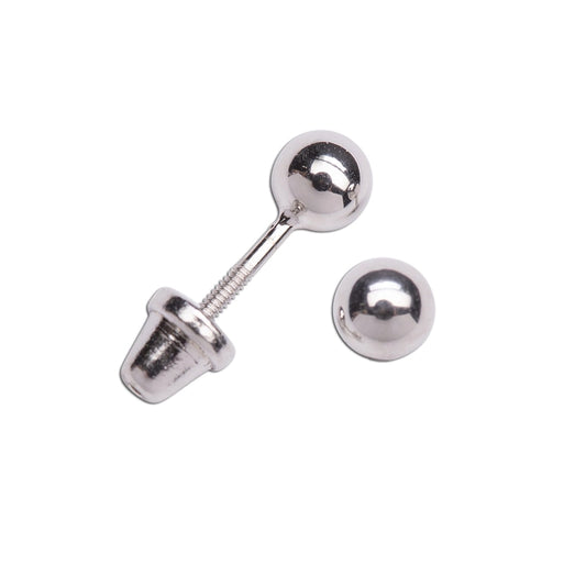 Sterling Silver Girls Screw-Back Silver Ball Stud Earrings