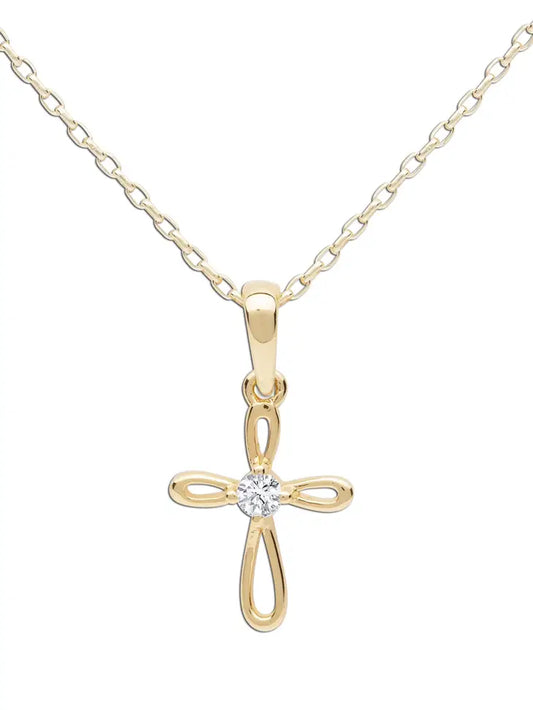 14K Gold-Plated Kids Cross Open Infinity Necklace