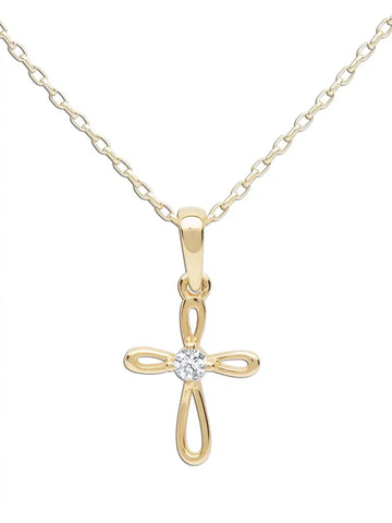 14K Gold-Plated Kids Cross Open Infinity Necklace