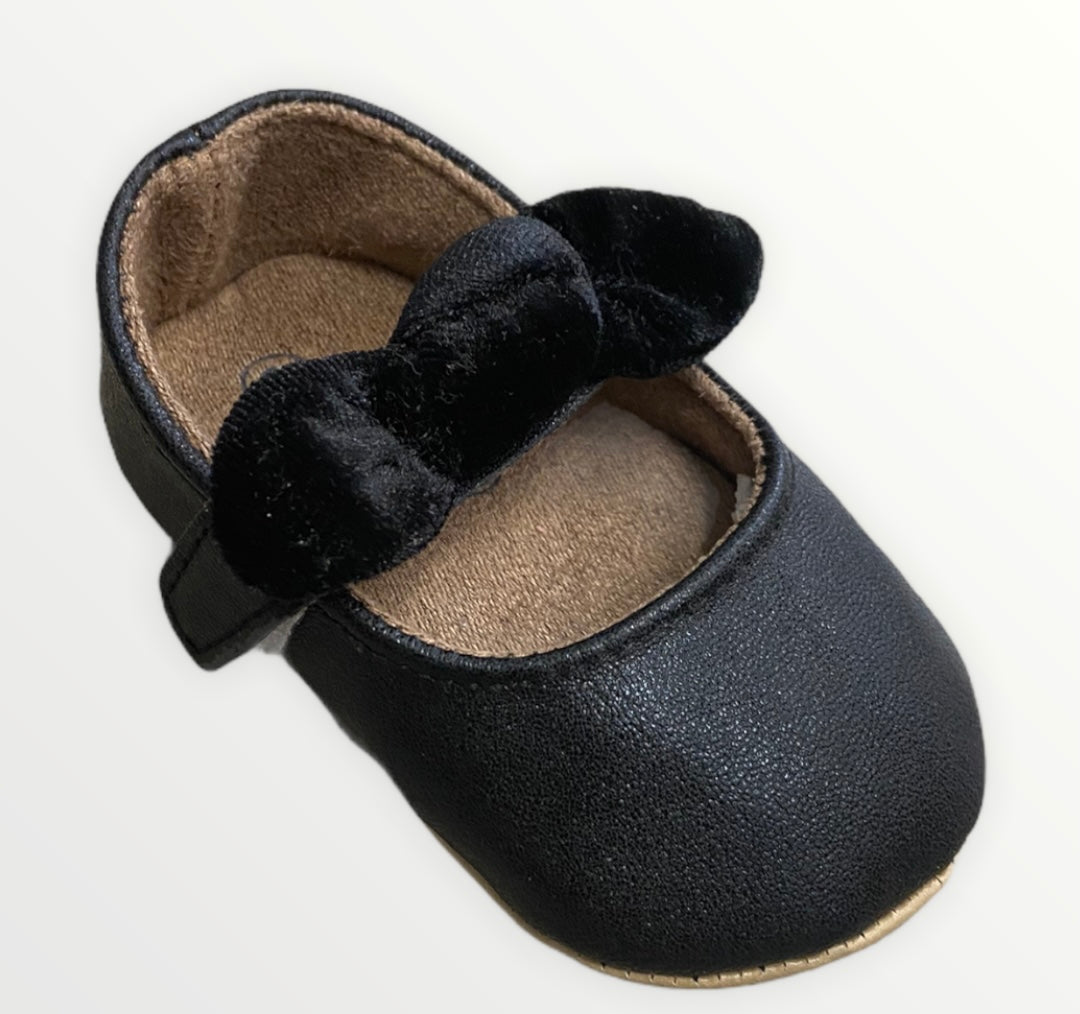 Black Slip-Ons with Tie Bow