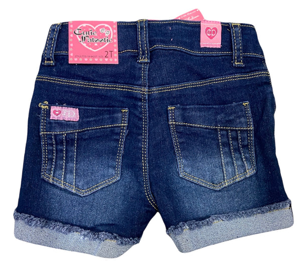Cutie Patootie Dark Denim Shorts with Braided Pockets