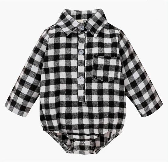 Plaid Collared Onesie