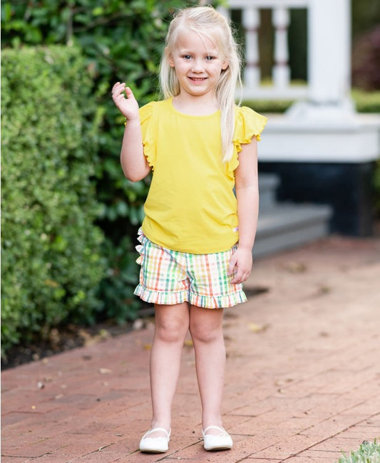 Ruffle Butts Lemon Butterfly Sleeve Top
