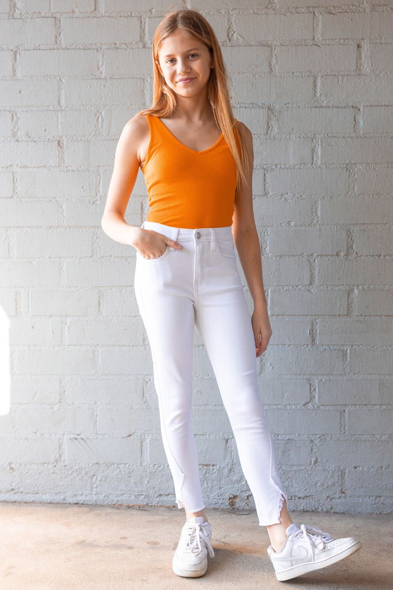 KanCan Girls White High Rise Ankle Skinny Jean