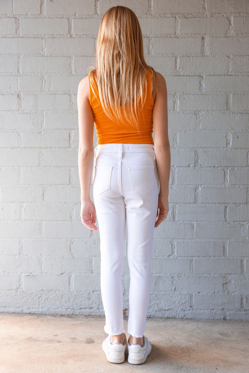 KanCan Girls White High Rise Ankle Skinny Jean